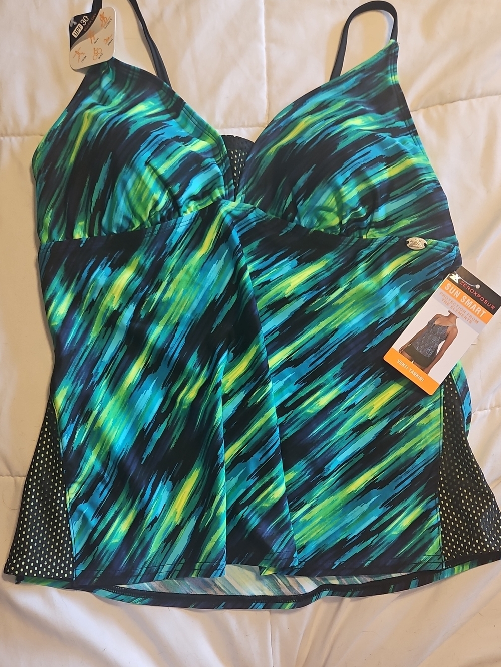 ZeroXposur Blue and Green Patterned One-Piece Tankini